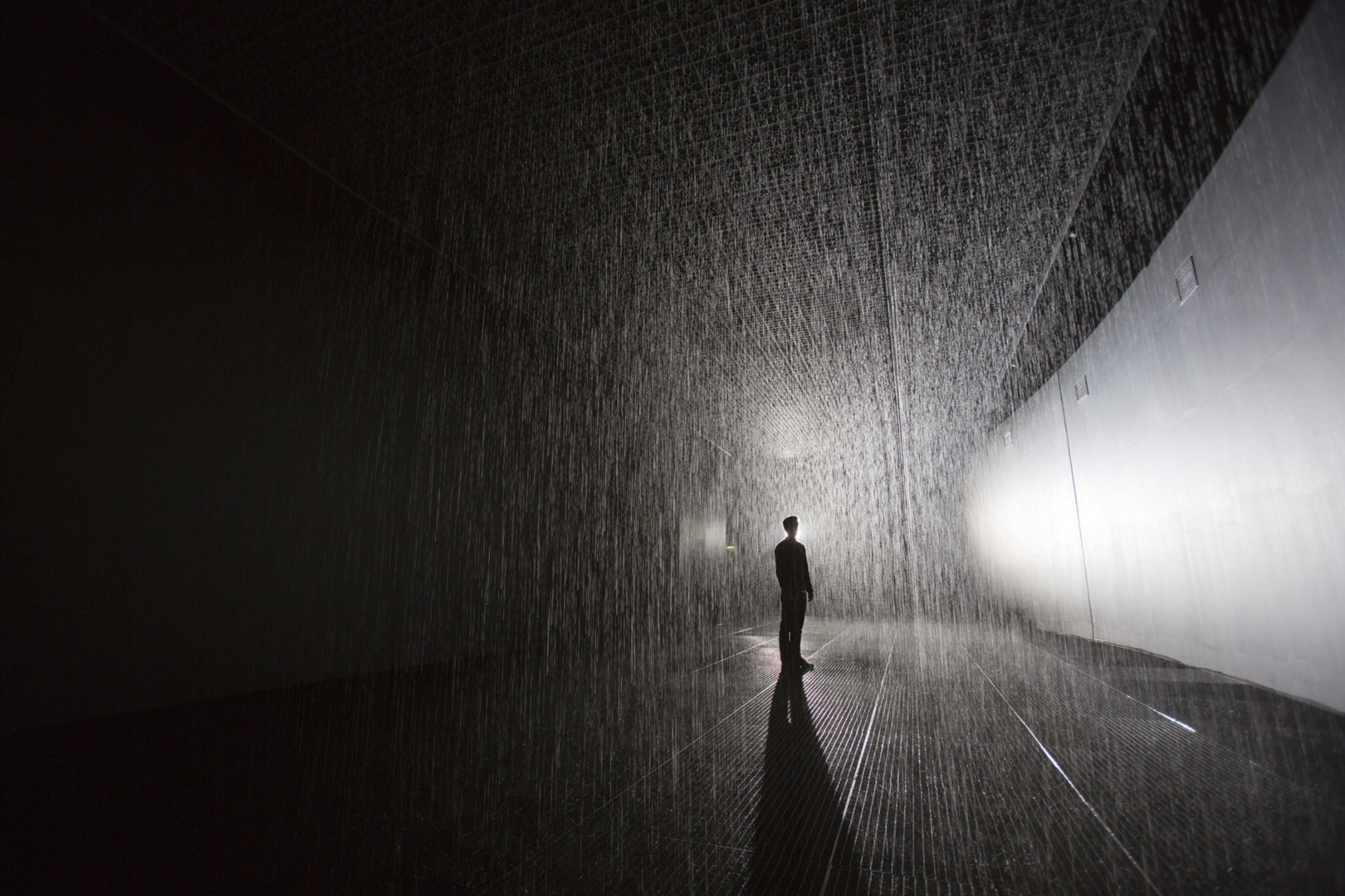 RANDOM INTERNATIONAL, Rain Room, 2012. Exhibited at The Curve, Barbican, London