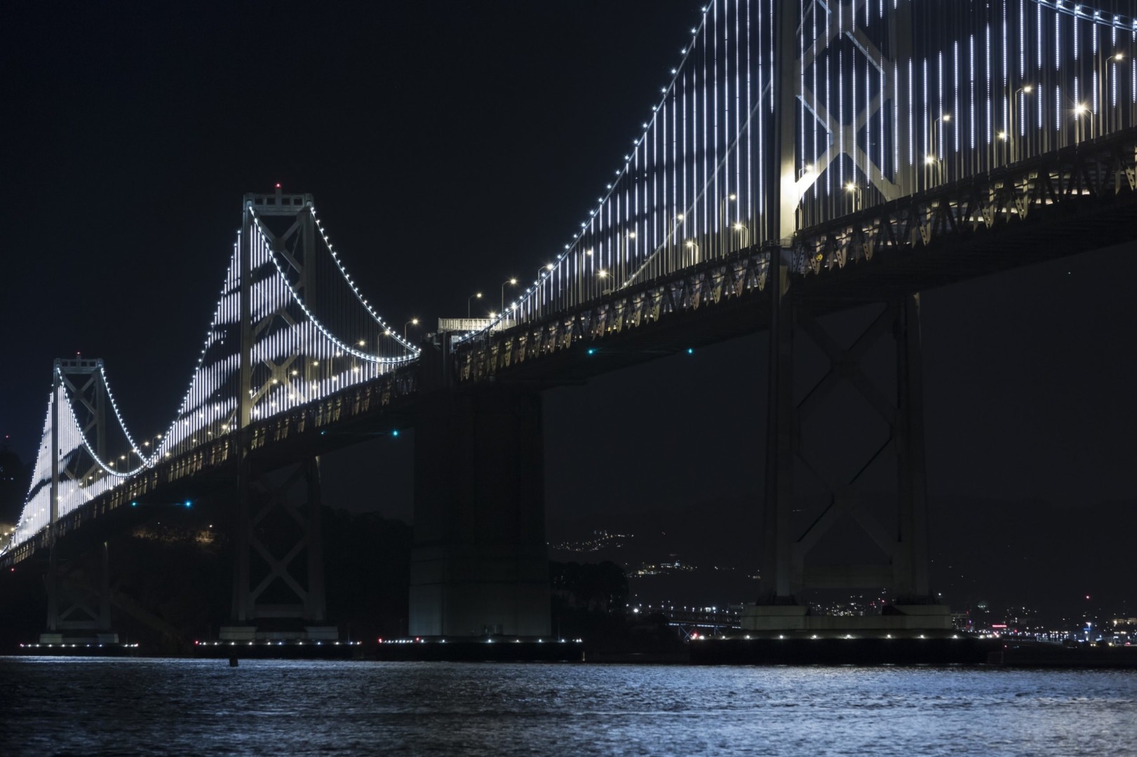 Leo Villareal, The Bay Lights, 2013 and 2016. Site-specific installation on the San Francisco Bay Bridge, San Francisco, CA.