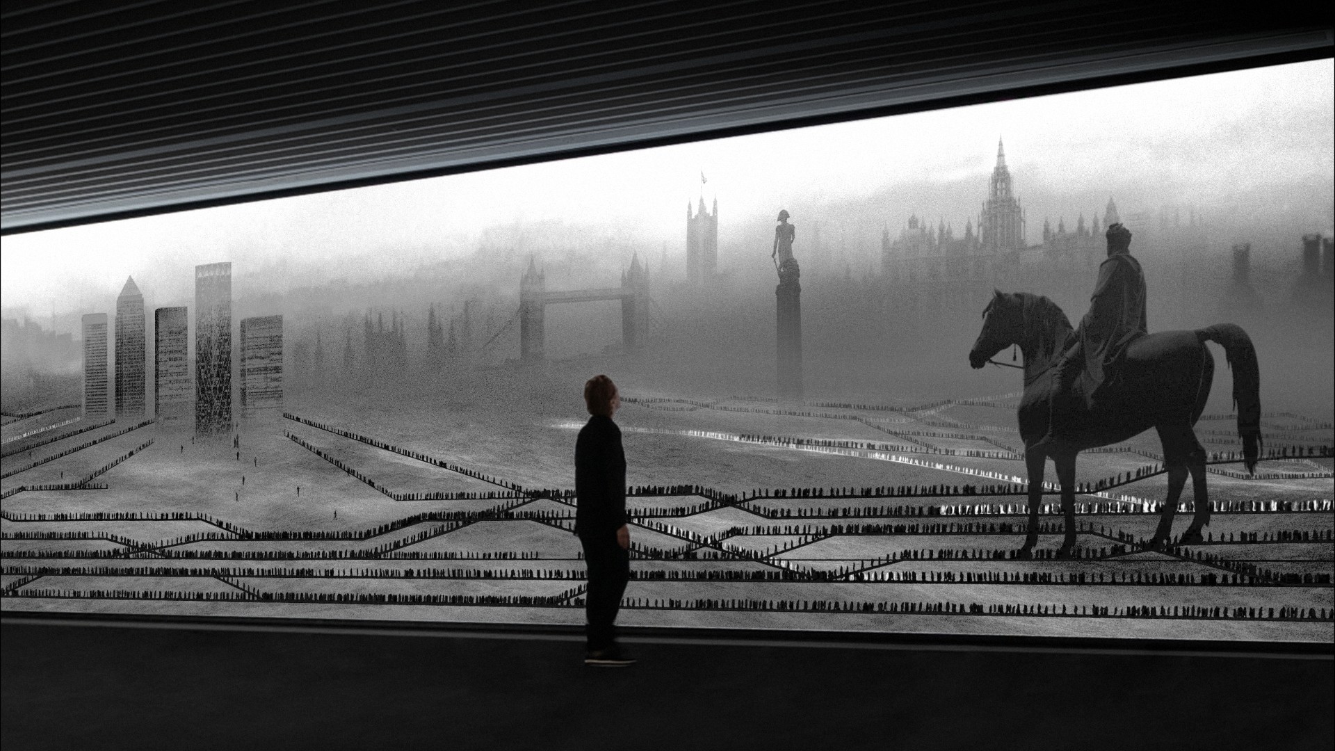Michal Rovner, Transitions, 2019. Permanent commission for Canary Wharf’s Crossrail station.