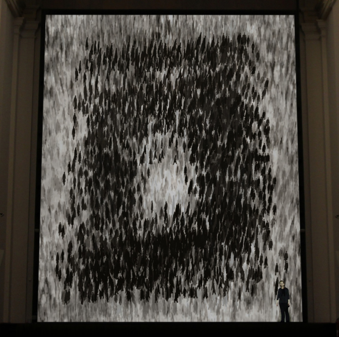 Michal Rovner with Current-Toledo, 2013-2014. Installation view for the exhibition ToledoContemporanea, St. Mark’s Church, Toledo, Spain, 2014.