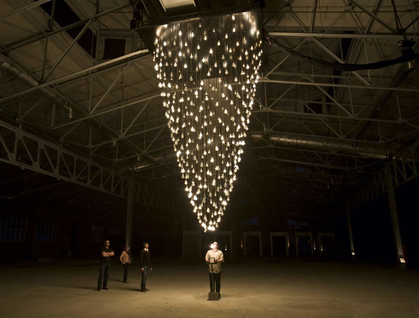 Rafael Lozano-Hemmer, “Pulse Spiral”, 2008. Center for Contemporary Culture, Melnikov Garash, Moscow, Russia.