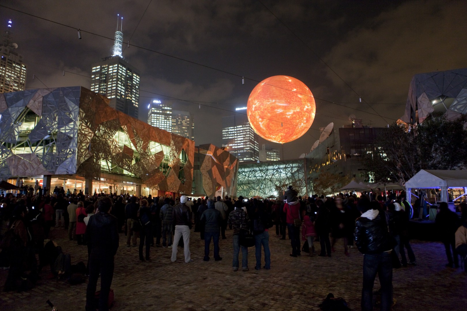 Rafael Lozano-Hemmer, Solar Equation, Relational Architecture 16, 2010. Federation Square, The Light in Winter Festival, Melbourne, Australia.