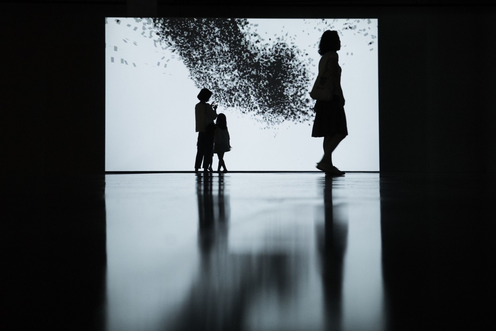 RANDOM INTERNATIONAL, Algorithmic Swarm Study / I, 2019. Multi-Channel Video Installation. Exhibited as part of Out of Control exhibition at Museum of Contemporary Art Busan, 2019